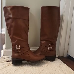 Zip up knee high boots